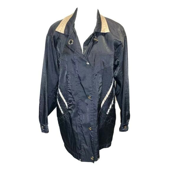 Braetan Bt2 women Black Gold Collar Rain Windbreaker Jacket Coat sz small - Picture 5 of 12